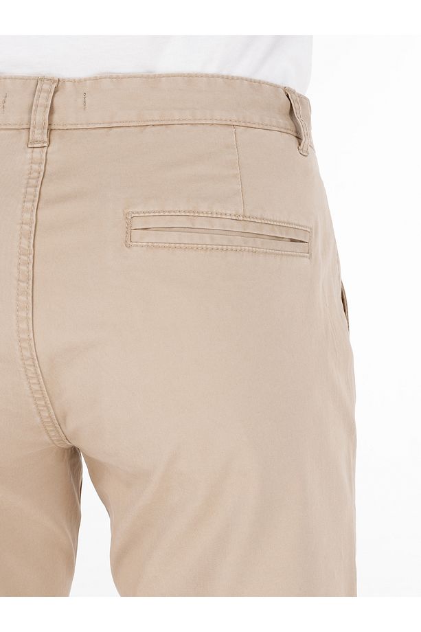 Regular Fit Orta Bel Bağcıklı Kahverengi Erkek Şort - 6