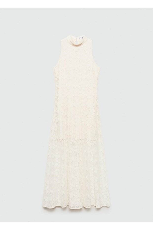 Dantel detaylı uzun elbise - 3