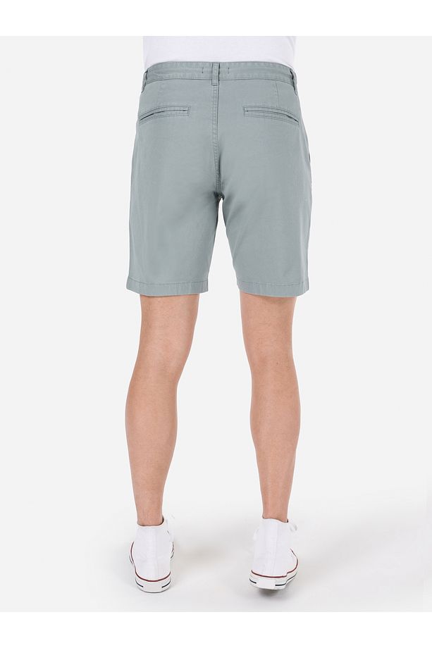 Regular Fit Orta Bel Bağcıklı Düz Yeşil Erkek Şort - 2