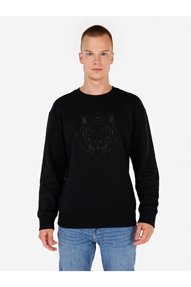 Siyah Erkek Sweatshirt - 1