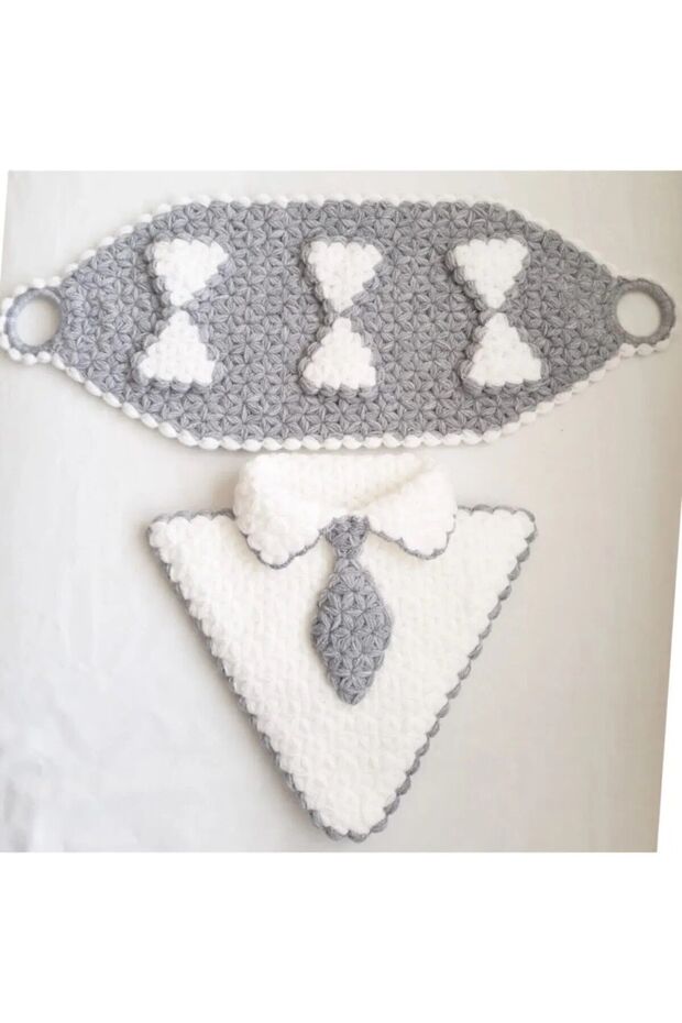 Hand Knitted 2-Piece Gray Groom Bath Loofah