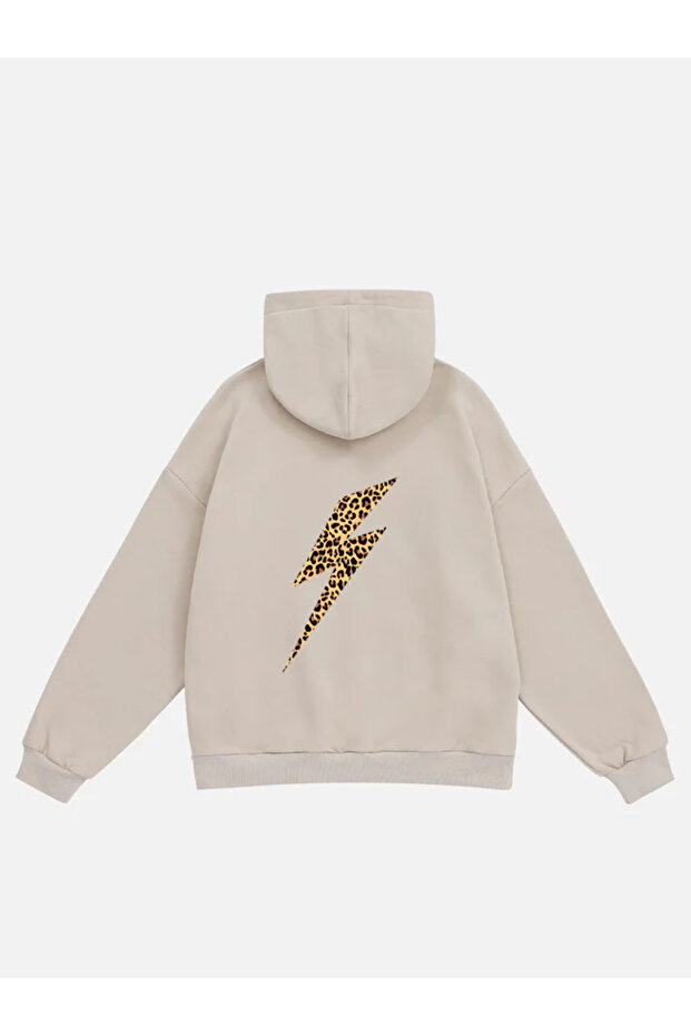 Women's Leo Thunder Printed Hooded Fleece Oversize Sweatshirt