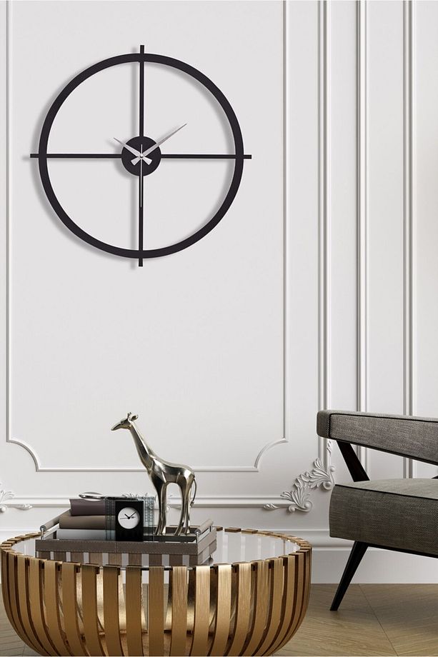 Duvar Saati 50cm Sessiz Mekanizma Siyah Metal Kasa Modern Tasarım - Nuvola 50 Mds-50 - 4