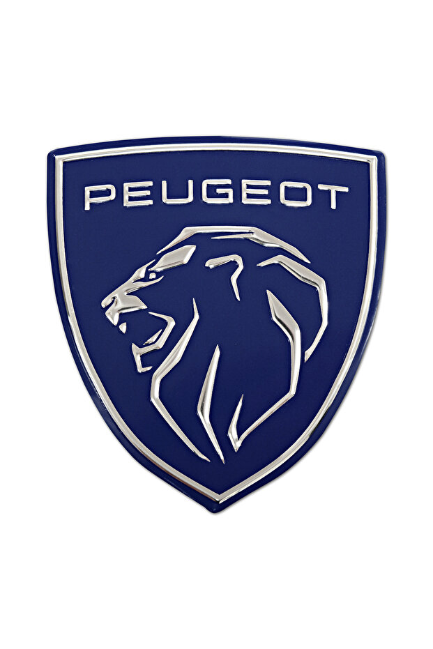 Peugeot Logo New Rigging 3D METALLIZED Sticker Aluminum 2 Pieces Embossed Label 7 cm x 8 cm