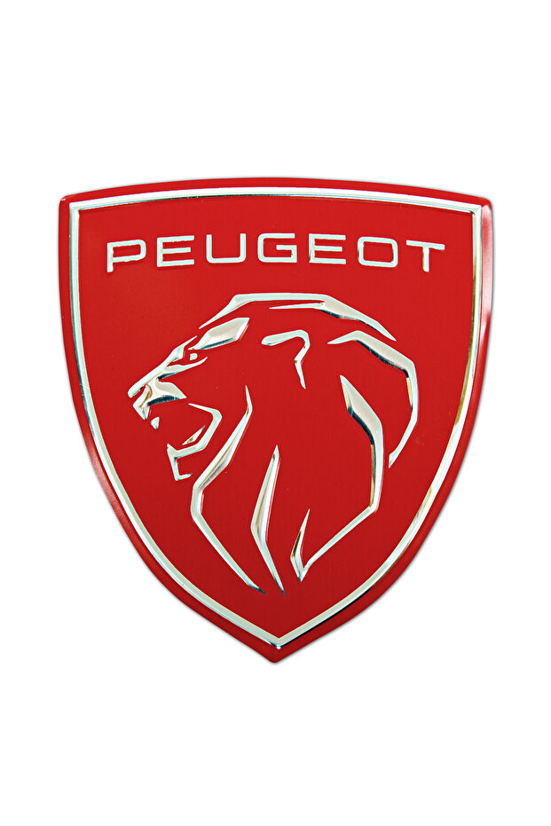 Peugeot Logo New Rigging 3D METALLIZED Sticker Aluminum 2 Pieces Embossed Label 7 cm x 8 cm