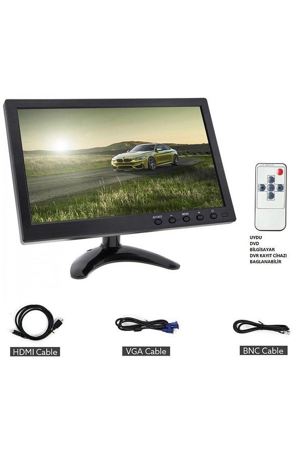 10 Inç Araç Ve Televizyon Lcd Bilgisayar Monitör Hdmı Vga Girişli Ekran - 2
