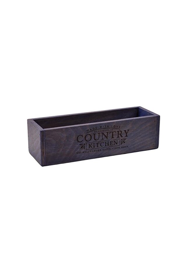 Country Kitchen Blue Wooden Organizer 30X10Cm - Beech Wood Decorative Organizer & Storage Box