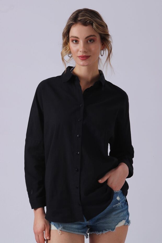 Over Size Keten Gömlek - 3