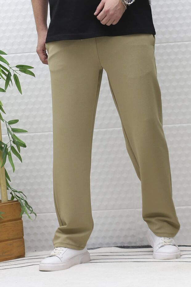 Men's Full Lycra Relaxed Fit Baggy Trousers with Elastic Waist