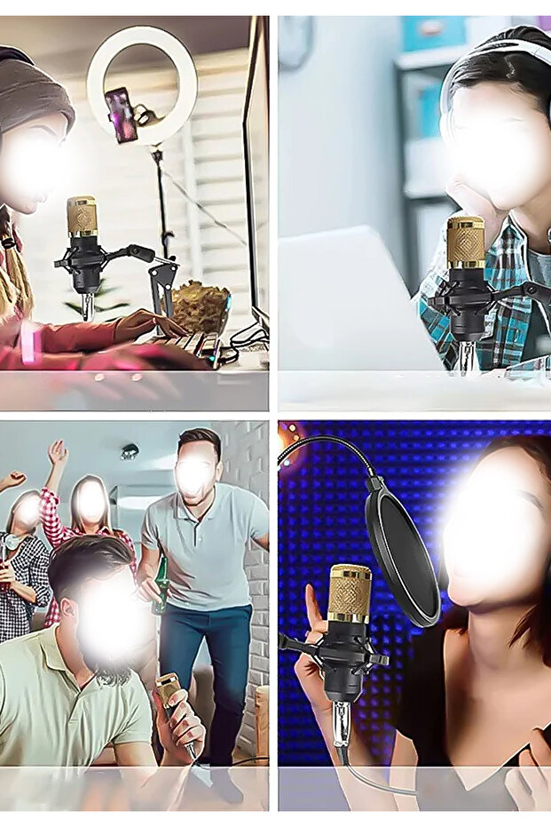 Profesyonel Kondansatör Mikrofon Seti Ses Kartı Komple Set Profesyonel Yayıncılar İçin Mikrofon Set - 6