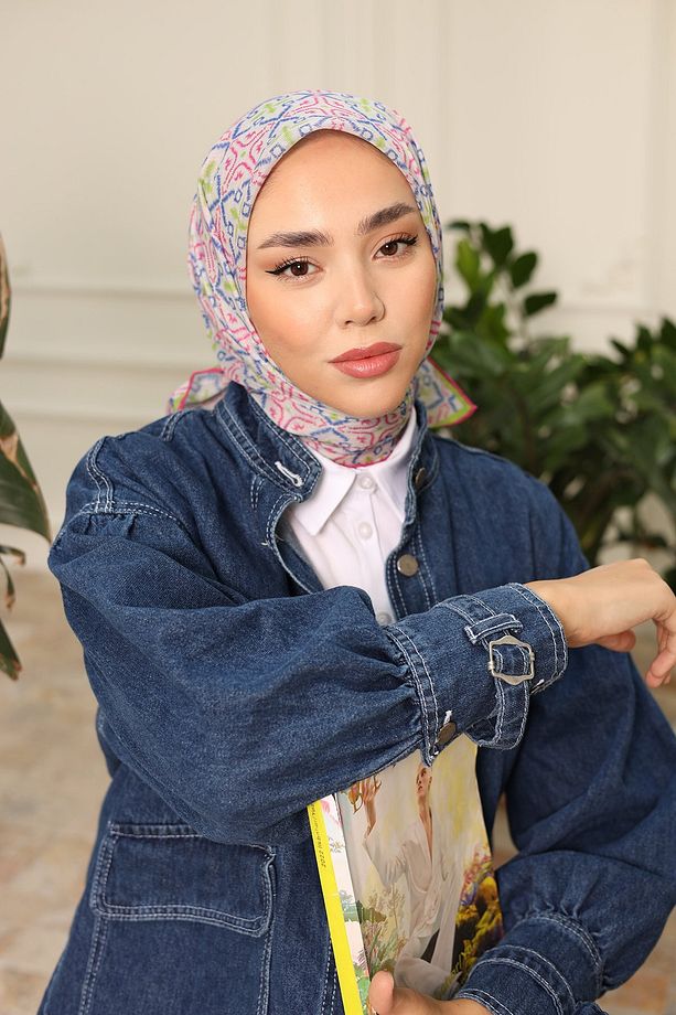 Pusula Desen Soft Pamuk Eşarp - 2