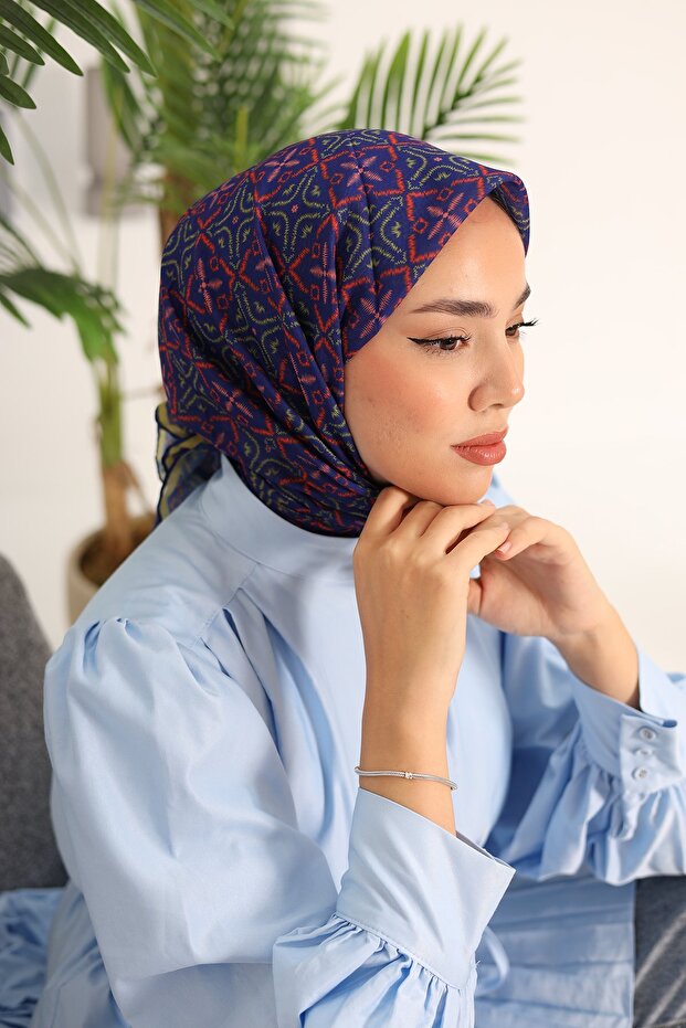 وشاح منقوش بوصلة من القطن الناعم