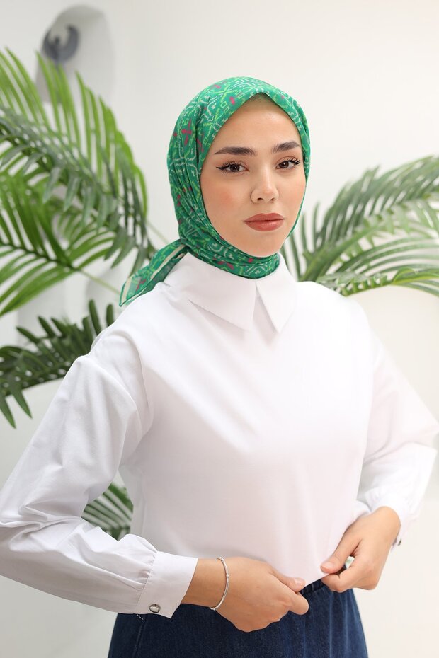 وشاح منقوش بوصلة من القطن الناعم - 1