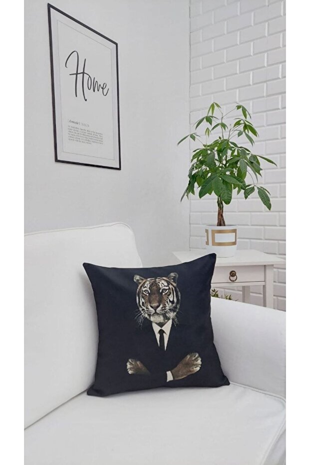 غطاء وسادة بنمط الأسد الأسود - 3