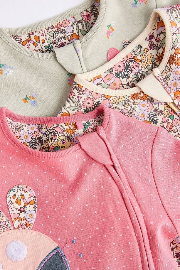 % 100 Pamuklu Pembe Uğur Böceği Desenli 3’lü Tulum Set - 4