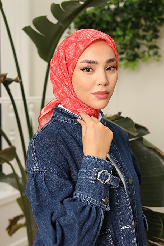 وشاح منقوش بوصلة من القطن الناعم - 1