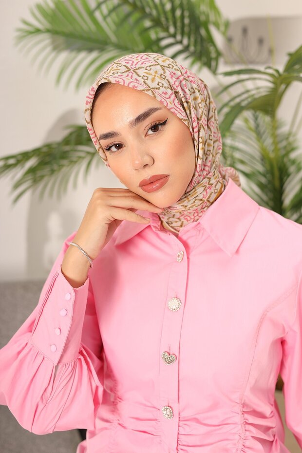 وشاح منقوش بوصلة من القطن الناعم