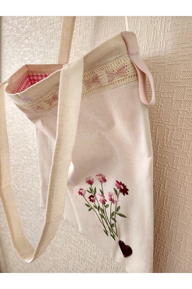Kasnak Nakışı Ile İşlenmiş, Bez Çanta  %100 Handmade - 3