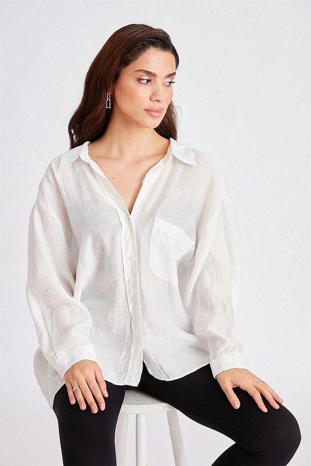 DÜŞÜK OMUZLU OVERSIZE GÖMLEK - 4