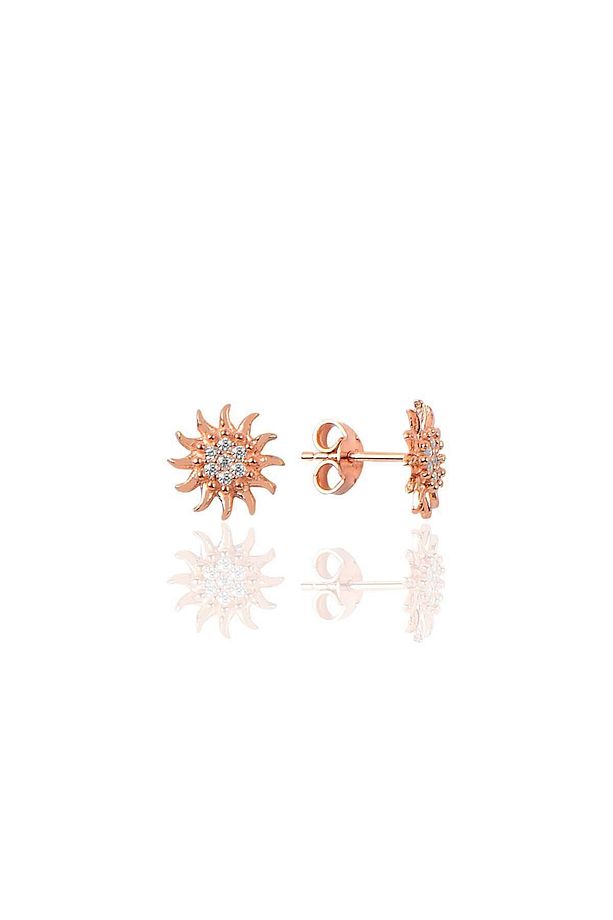 Gümüş Rose Zirkon Güneş Küpe Sgtl8966 - 1