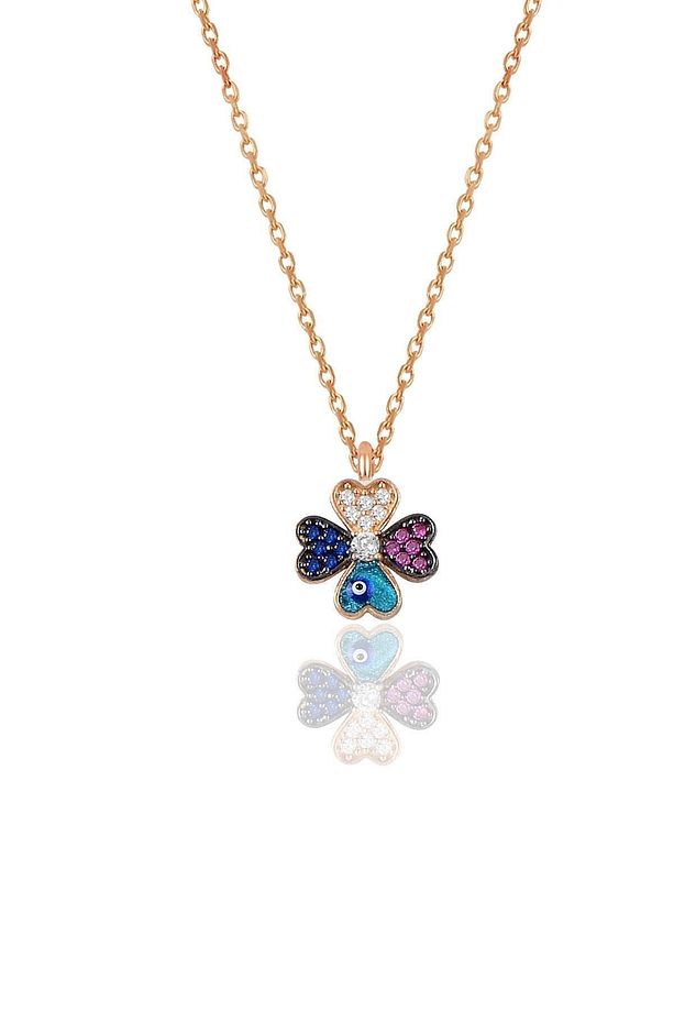Gümüş Rose Mineli Yonca Modeli Üçlü Set Sgtl10583rose - 2