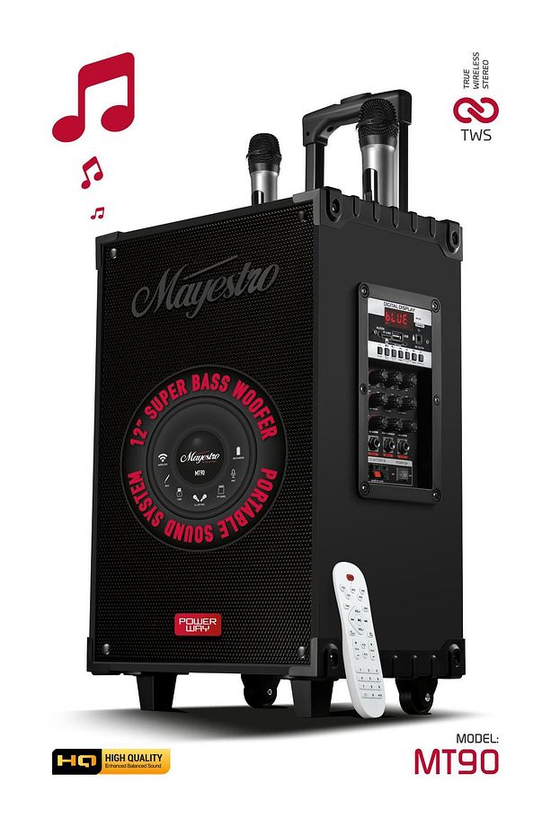 Şarjlı Çift Mikrofonlu Hoparlör Karaoke Sistemi Taşınabilir Amfi MT90 Bluetooth Hoparlör - 1