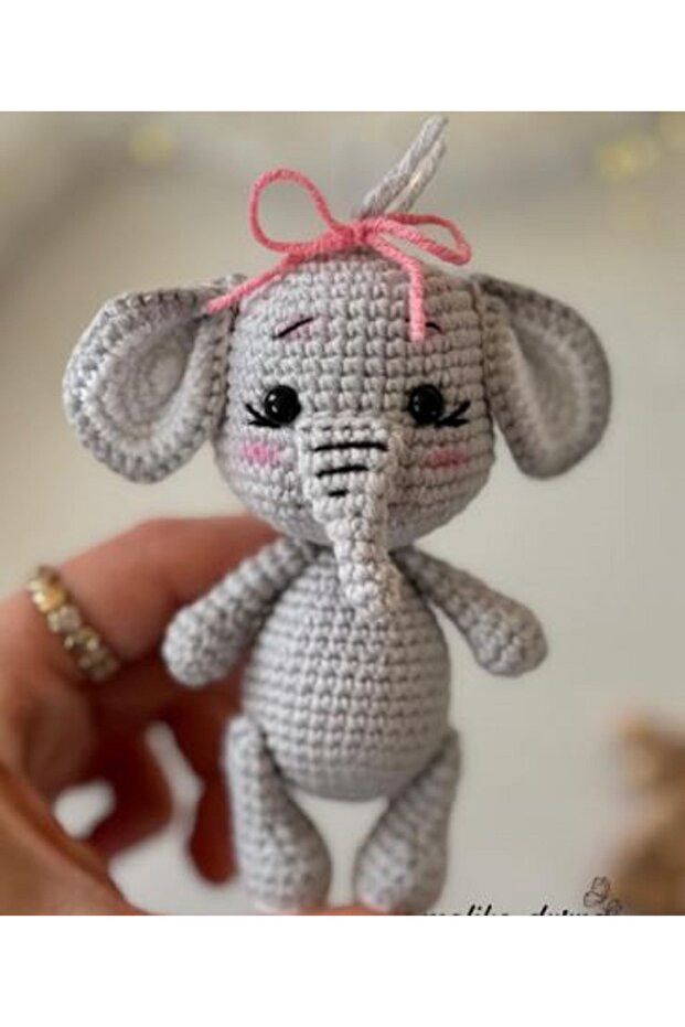 Knitted Elephant Keychain, Bag Ornament (Organic)