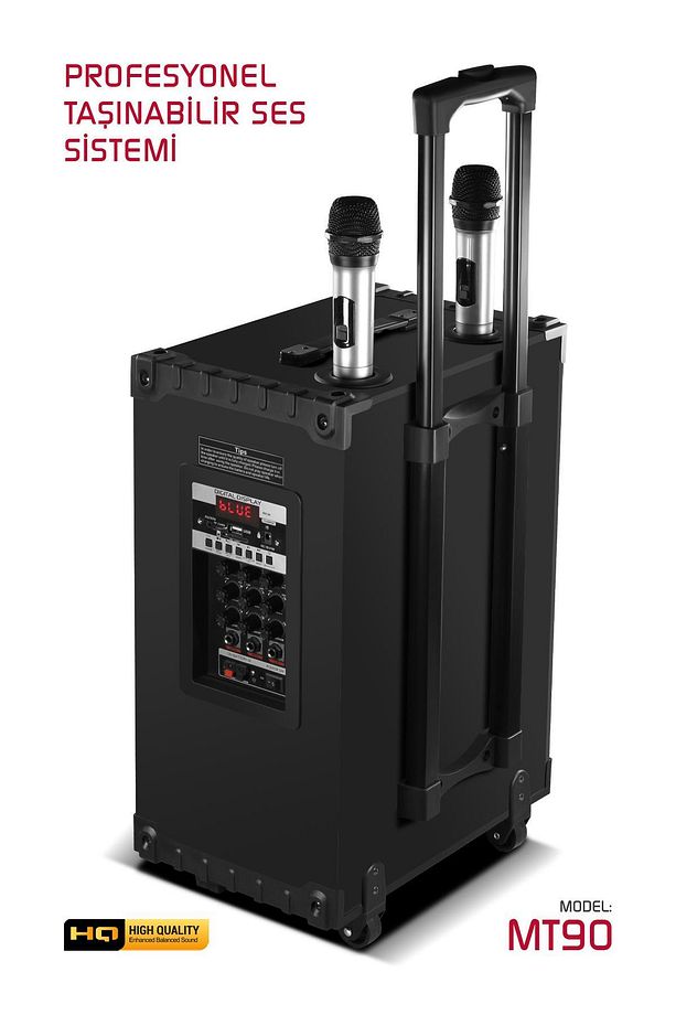 Şarjlı Çift Mikrofonlu Hoparlör Karaoke Sistemi Taşınabilir Amfi MT90 Bluetooth Hoparlör - 5