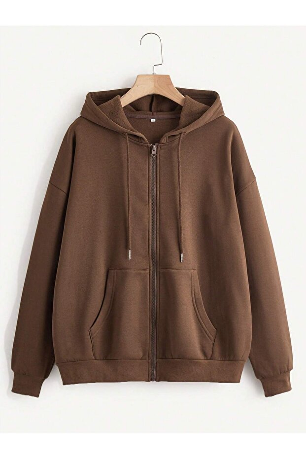 Zippered Hooded Oversize Sweatshirt