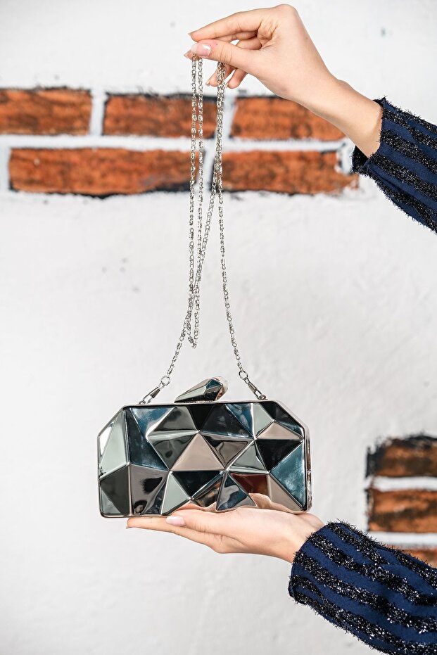 Metal Silver Women's Evening Dress Bag