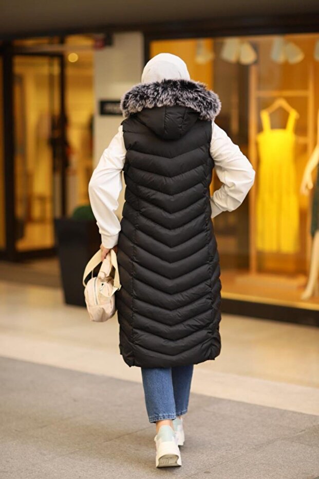 Kadın Siyah Şişme Yelek - 3