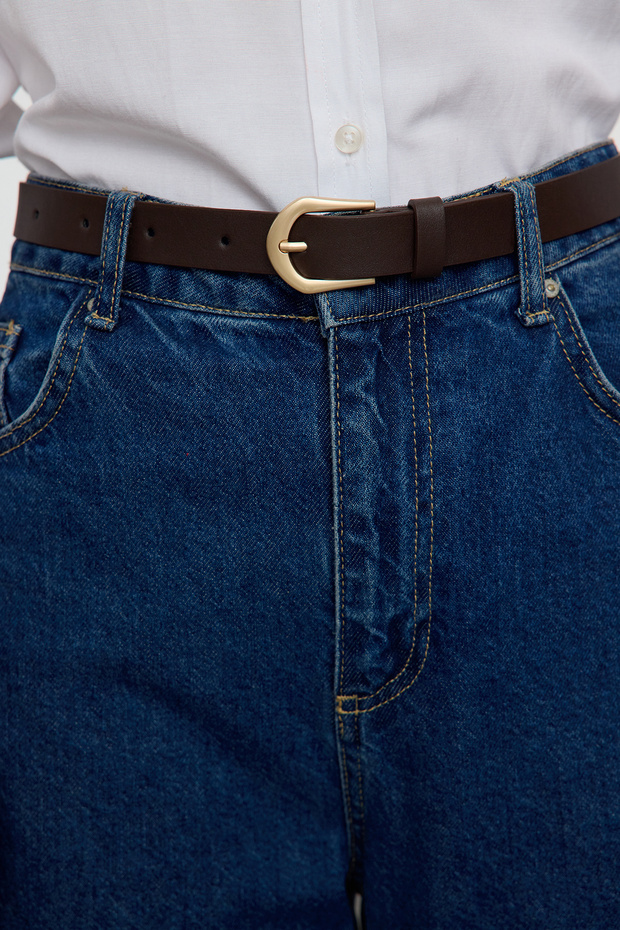 Čierno-hnedý dvojbalíkový dámsky opasok s oválnou prackou TWOAW25KE00006 - 5