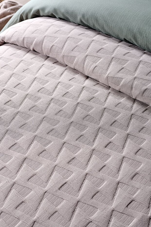 Arya Çift King Size Yatak Örtüsü - Vizon - 6