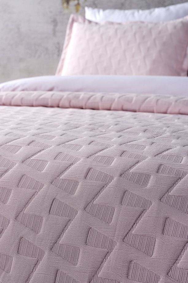 Arya Çift King Size Yatak Örtüsü - Pudra - 4