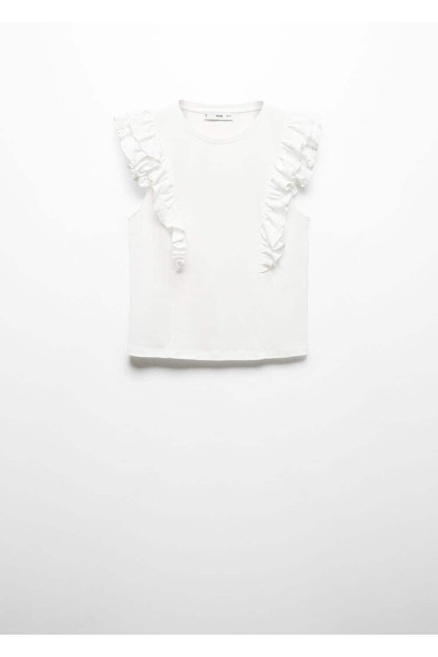 Fırfırlı pamuklu tişört - 3