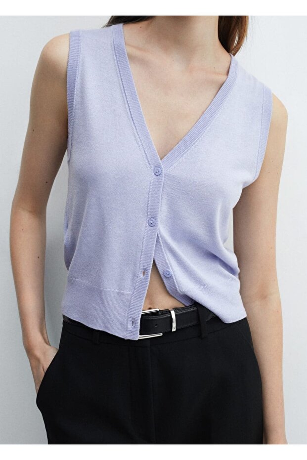 Düğmeli örgü yelek - 6