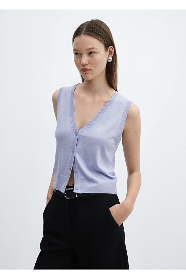 Düğmeli örgü yelek - 1