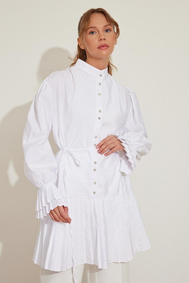 White Pleated Shirt
