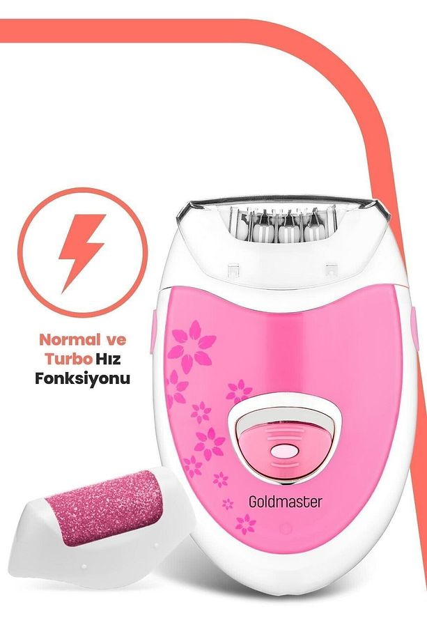 Linda Şarjlı 2 in 1  Epilatör ve Topuk Törpüsü Seti Epilasyon Cihazı Pembe GM7159P - 3