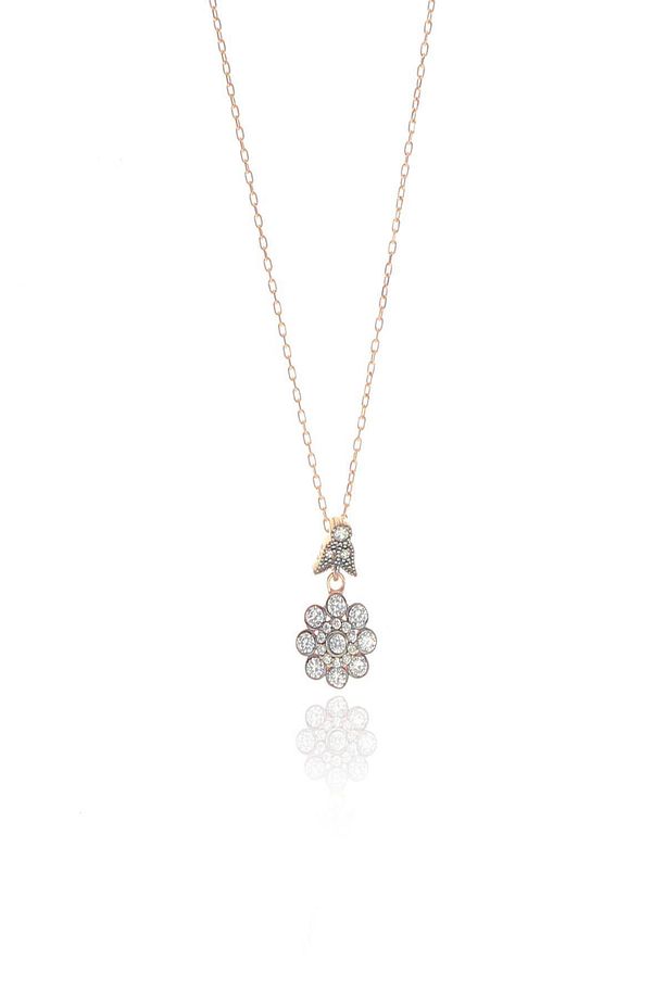 Gümüş Rose Zirkon Taşlı Elmas Montürlü Çiçek Modeli Set 15 - 2