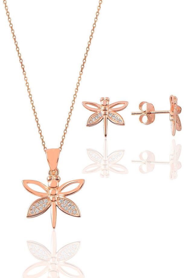 Kadın Gümüş Rose Yusufçuk Modeli İkili Set SGTL9086 - 1