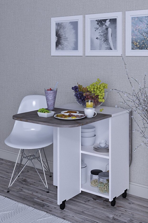 Açılır Katalanır Oval Mutfak Yemek Masası Mdf - 4