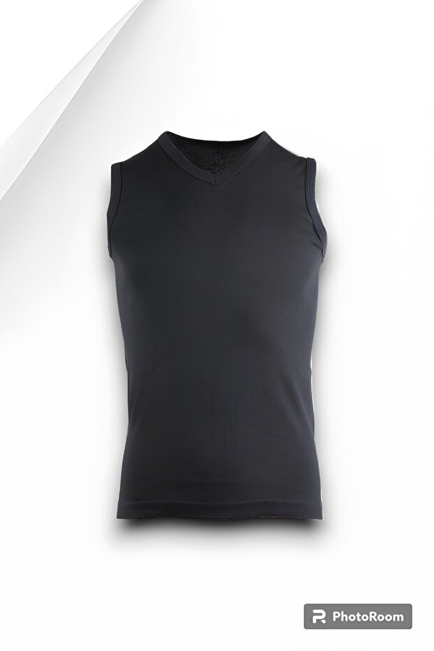 قميص داخلي رجالي مضلع برقبة على شكل حرف V وأكمام طويلة - 3