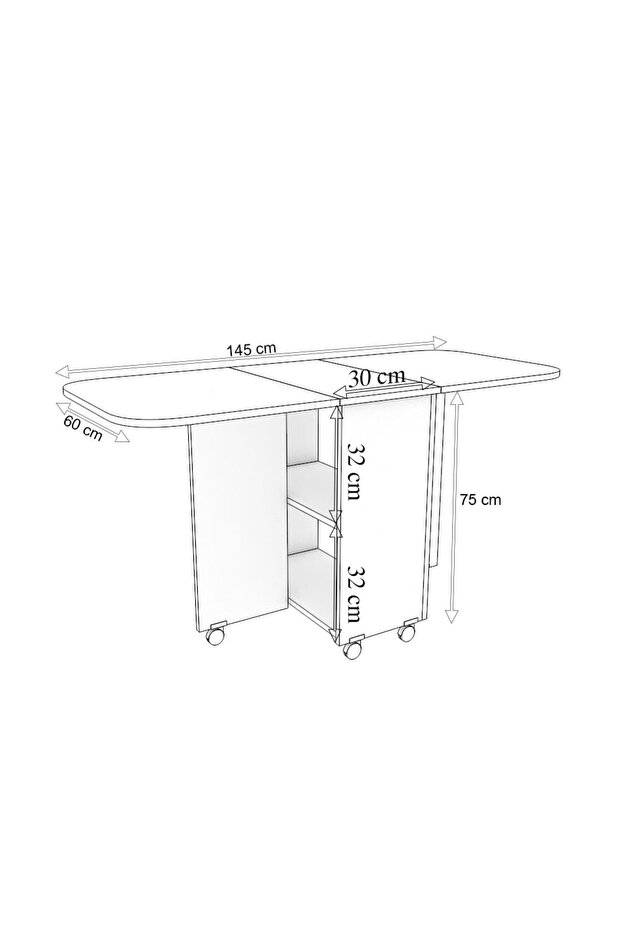 Açılır Katalanır Oval Mutfak Yemek Masası Mdf - 5