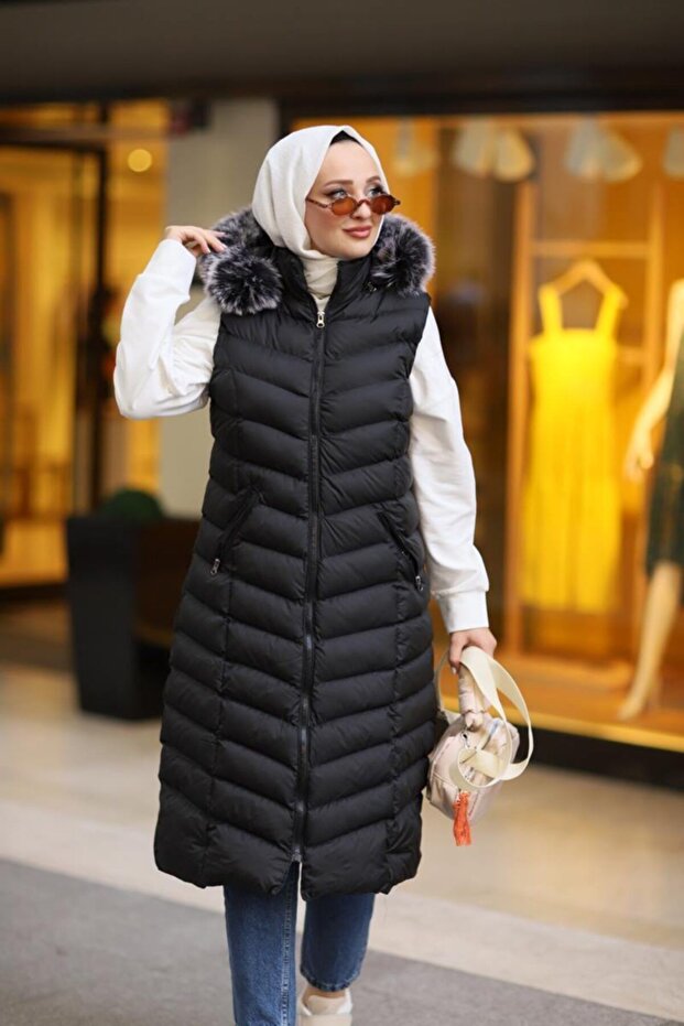 Kadın Siyah Şişme Yelek - 2