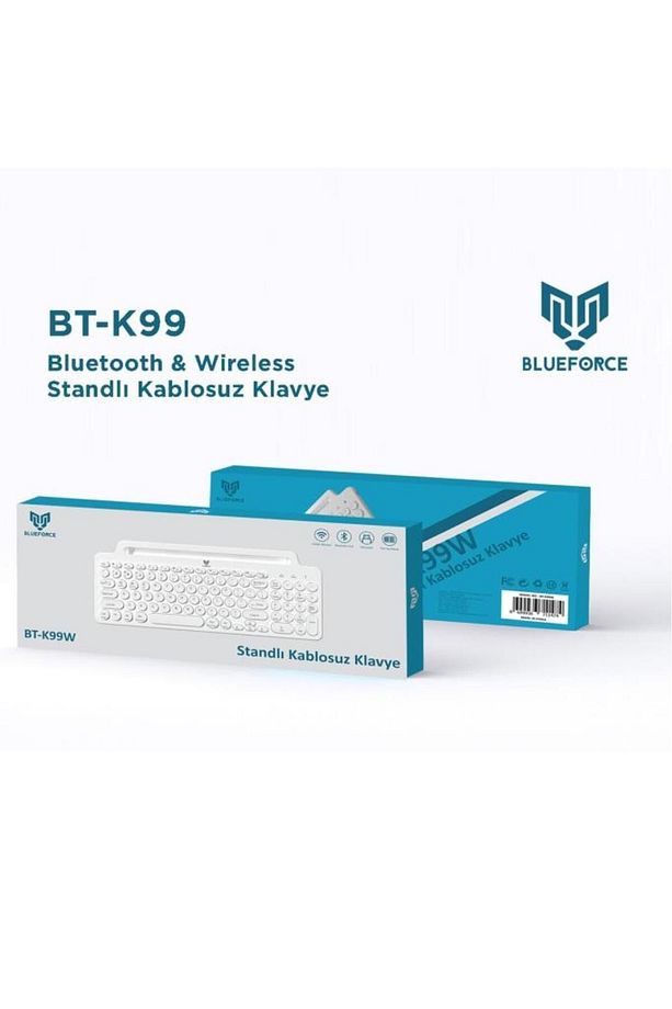 2.4 Ghz Wireless Bluetooth V5.0 Standlı Kablosuz Klavye Beyaz Ios &android &windows - 7