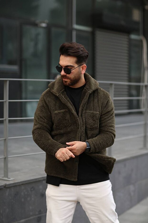 Plush Jacket Unisex Regular Fit Pocket Detailed
