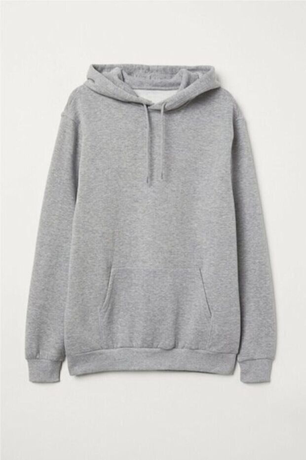 Unisex Gray Hooded Kangru Pocket Sweatshirt