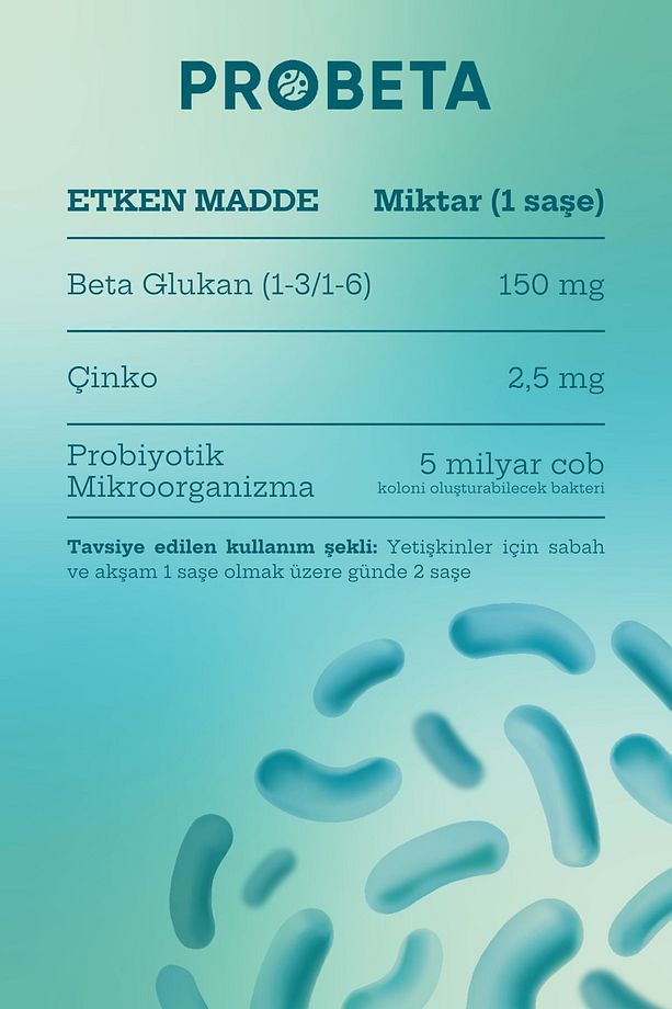Probeta 20 Saşe (BETA GLUKAN, ÇİNKO, PROBİYOTİK MİKROORGANİZMA) - 4