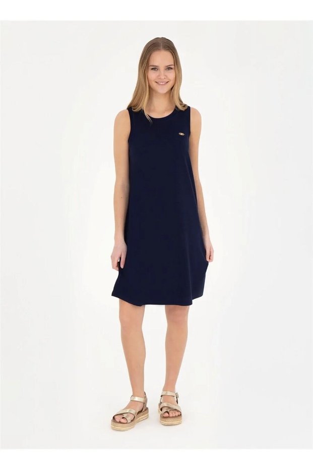 U.S. Polo Assn. Crew Neck Navy Blue Short Women's Dress Fore-Iy24 Dmls